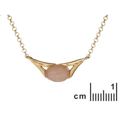 Collier avec quartz rose ovale naturel, en argent doré 925, 40+3 cm