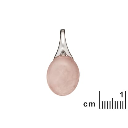Rosenquarzanhänger oval natur, 925 Silber rhodiniert, 1,2x2,5 cm
