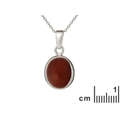 Pendentif avec jaspe rouge ovale naturel, en argent rhodié 925, 10x12 mm