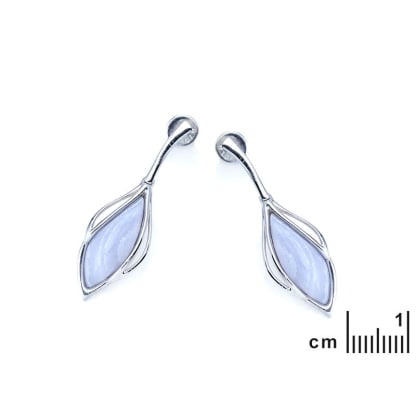 천연 블루 비정형 블루레이스 마노 드롭 귀걸이, 925 로듐 도금 실버, 1x1.3+2 cm