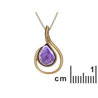Natural drop purple amethyst pendant, gold-plated 925 silver
