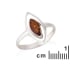 Bague avec ambre cognac navette naturel de la mer Baltique, en argent rhodié 925