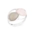 Natural drop rose quartz ring with agate, rhodium-plated 925 silver, 2x1.5 cm