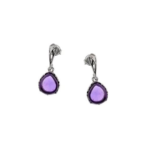 Natural amethyst dangle earrings, rhodium-plated 925 silver, 1x2.2 cm