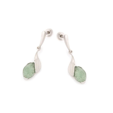 Natural quartz earrings, rhodium-plated 925 silver