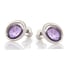 Natural round purple amethyst stud earrings, rhodium-plated 925 silver