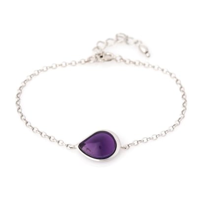 Natural drop purple amethyst bracelet, rhodium-plated 925 silver