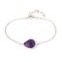 Natural drop purple amethyst bracelet, rhodium-plated 925 silver