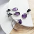 Natural marquise purple amethyst ring, rhodium-plated 925 silver
