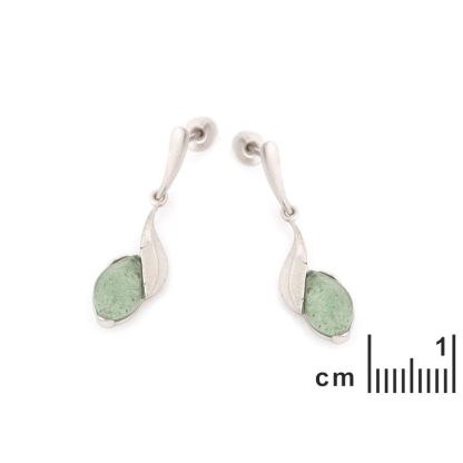 Pendientes de cuarzo natural, en plata rodiada 925
