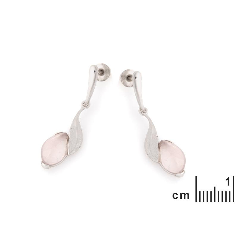 Orecchini in quarzo rosa naturale, in argento rodiato 925 — foto 2