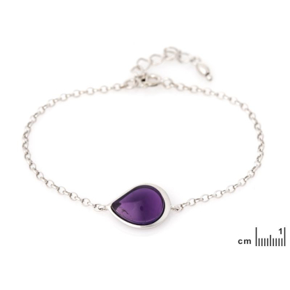 Bracciale in ametista viola goccia naturale, in argento rodiato 925