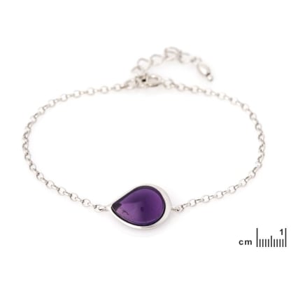 Natural drop purple amethyst bracelet, rhodium-plated 925 silver
