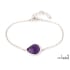 Pulseira de ametista roxa gota natural, em prata rodiada 925