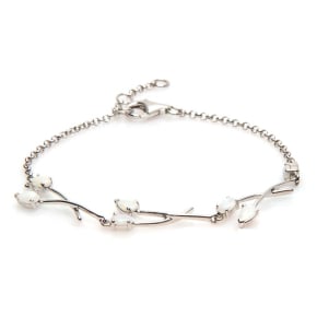 Armband met witte opaal, in 925 gerhodineerd zilver, lengte 18+1 cm