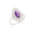 Anillo con amatista ovalada y óxido de circonio, en plata 925 rodiada