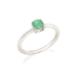 Bague ronde avec aventurine verte naturelle, en argent rhodié 925