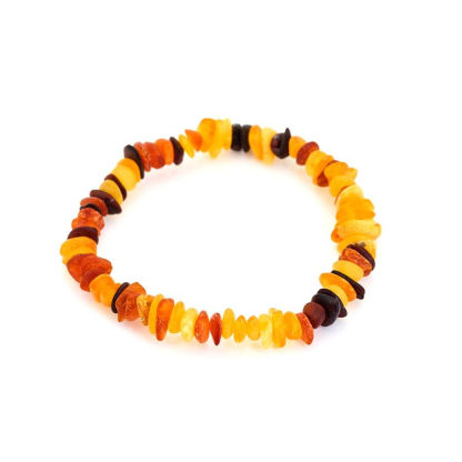 Çok renkli kehribar bileklik, tamamı kehribar, 18-19 cm