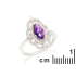 Ring mit ovalem Amethyst und Zirkonoxid, aus rhodiniertem Silber 925