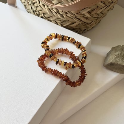 Bracciale con ambra multicolore, tutto ambra, 18-19 cm