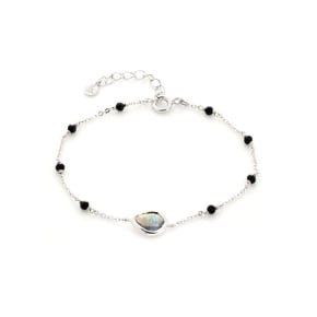 Armband met labradoriet en spinel, gerhodineerd zilver 925, 15,5 + 3 cm
