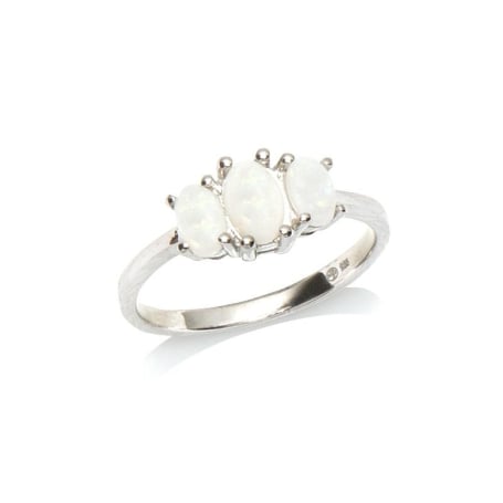 Anello in opale australiano bianco ovale naturale, in argento rodiato 925