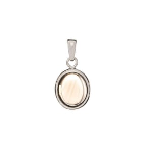 Natural oval brown smoky quartz pendant, rhodium-plated 925 silver, 10x12 mm
