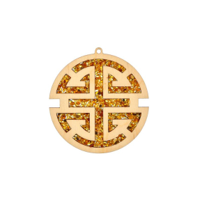 Plaque de rechargement et déco porte-bonheur en bouleau et en ambre, 11 cm
