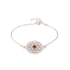 Bracelet fleur de vie avec ambre cognac rond, argent rhodié 925, 42+3 cm