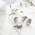 Oval white Australian opal stud earrings, rhodium-plated 925 silver, 6x4 mm