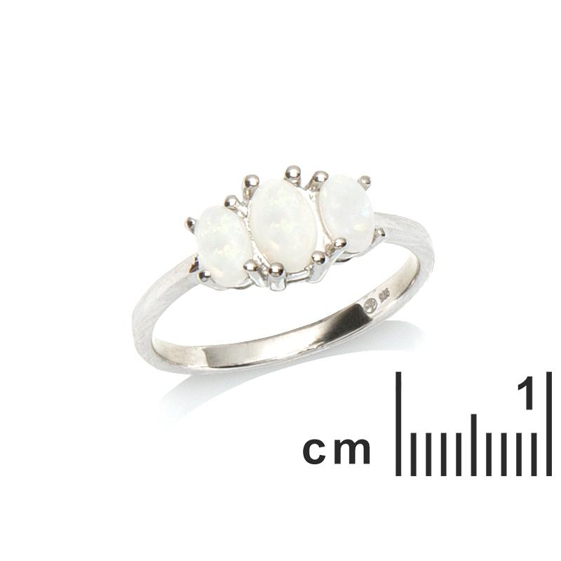 Anello in opale australiano bianco ovale naturale, in argento rodiato 925 — foto 2