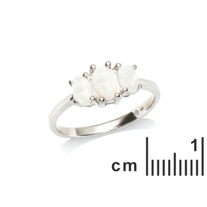 Australischer Opalring weiß oval natur, 925 Silber rhodiniert