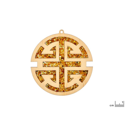 Plaque de rechargement et déco porte-bonheur en bouleau et en ambre, 11 cm