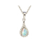 Pendentif goutte avec opale et oxyde de zirconium, en argent rhodié 925