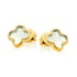 Clover-Ohrstecker mit getöntem blauem Chalcedon in gold 925 Silber
