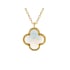Kleeblatt-Halskette mit getöntem blauem Chalcedon, 925 gold Silber, Länge 42+3