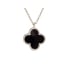 Clover necklace with natural black onyx, in 925 rhodium-plated silver, length 42+3