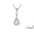 Drop pendant with opal and zirconium oxide, in rhodium-plated silver 925