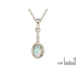 Oval pendant with opal and zirconium oxide, in rhodium-plated silver 925