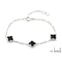 Clover bracelet with natural black onyx, in rhodium-plated 925 silver, length 15.5+3