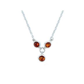 Baltische barnsteenketting cognac rond natuurlijk, 925 zilver, 42+4 cm
