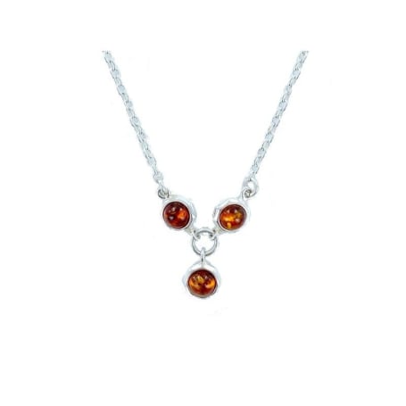 Baltische Bernsteinkette cognac rund natur, 925 Silber, 42+4 cm