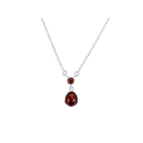 Baltische barnsteenketting cognac ovaal natuurlijk, 925 zilver, 42+4 cm