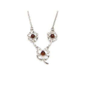 Baltische barnsteenketting cognac bol, gerhodineerd 925 zilver, 42+3 cm