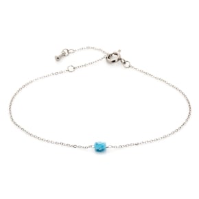 Reconstituted square blue turquoise bracelet, stainless steel, 15.5-2-2 cm