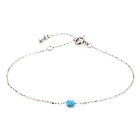 Bracelet avec turquoise bleue carrée reconstituée, acier inoxydable, 15,5-2-2 cm