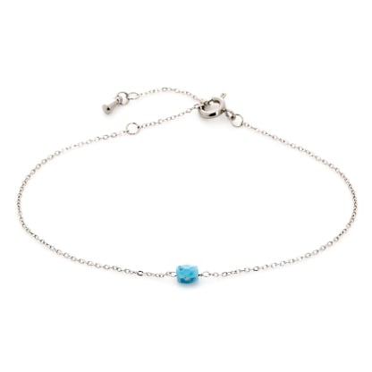 Bracciale in turchese blu ricostituito, acciaio inossidabile, 15,5-2-2 cm