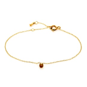 Bracelet avec tourmaline verte goutte, acier inoxydable doré PVD, 15,5-2-2 cm