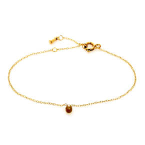 Pulsera de turmalina verde gota, acero inoxidable dorado PVD, 15,5-2-2 cm