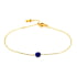 Bracelet avec lapis lazuli bleu rond, acier inoxydable doré PVD, 15,5-2-2 cm